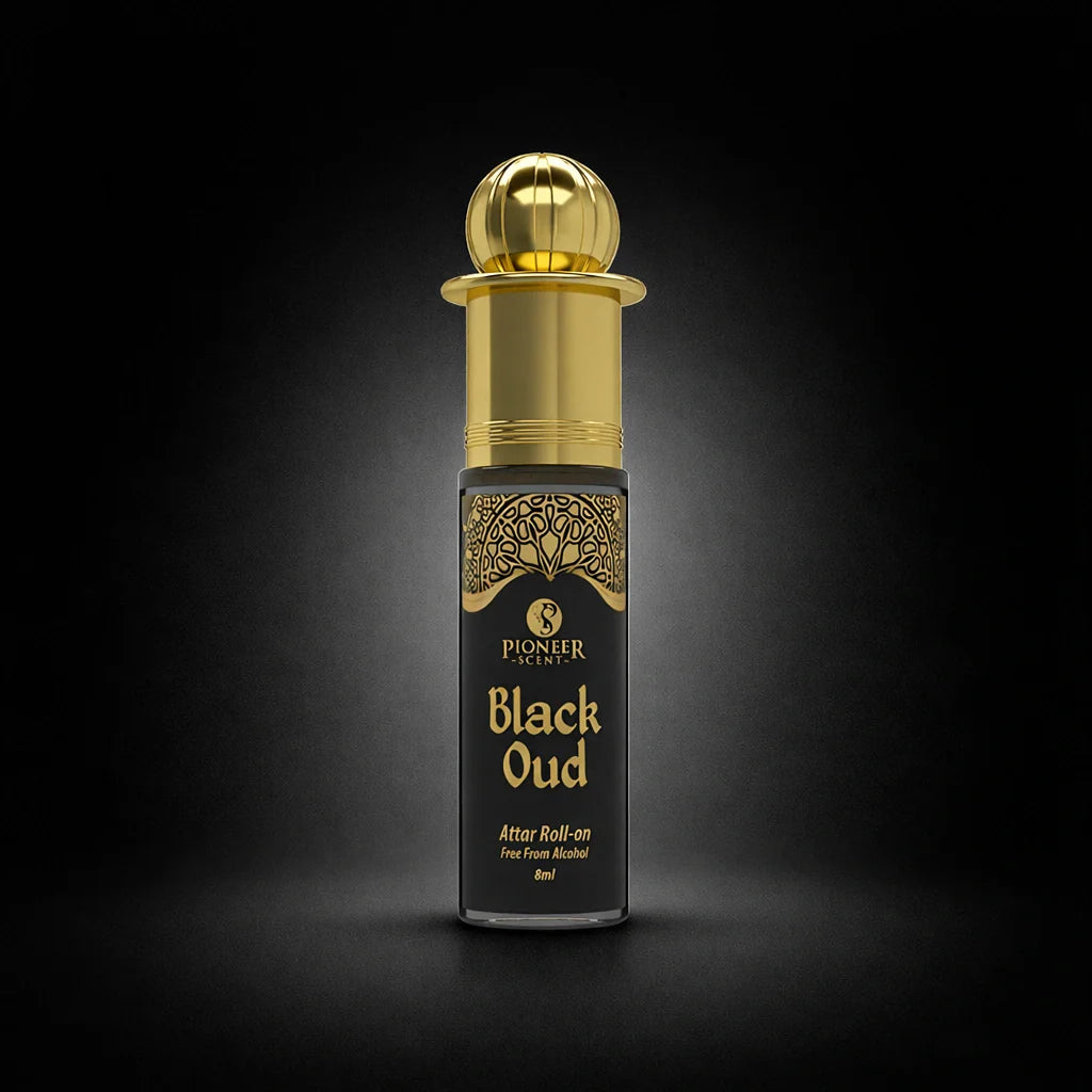 Black Oud non alcoholic attar perfume 8ml dark smoky oud fragrance with spices leather amber patchouli long lasting bold attar